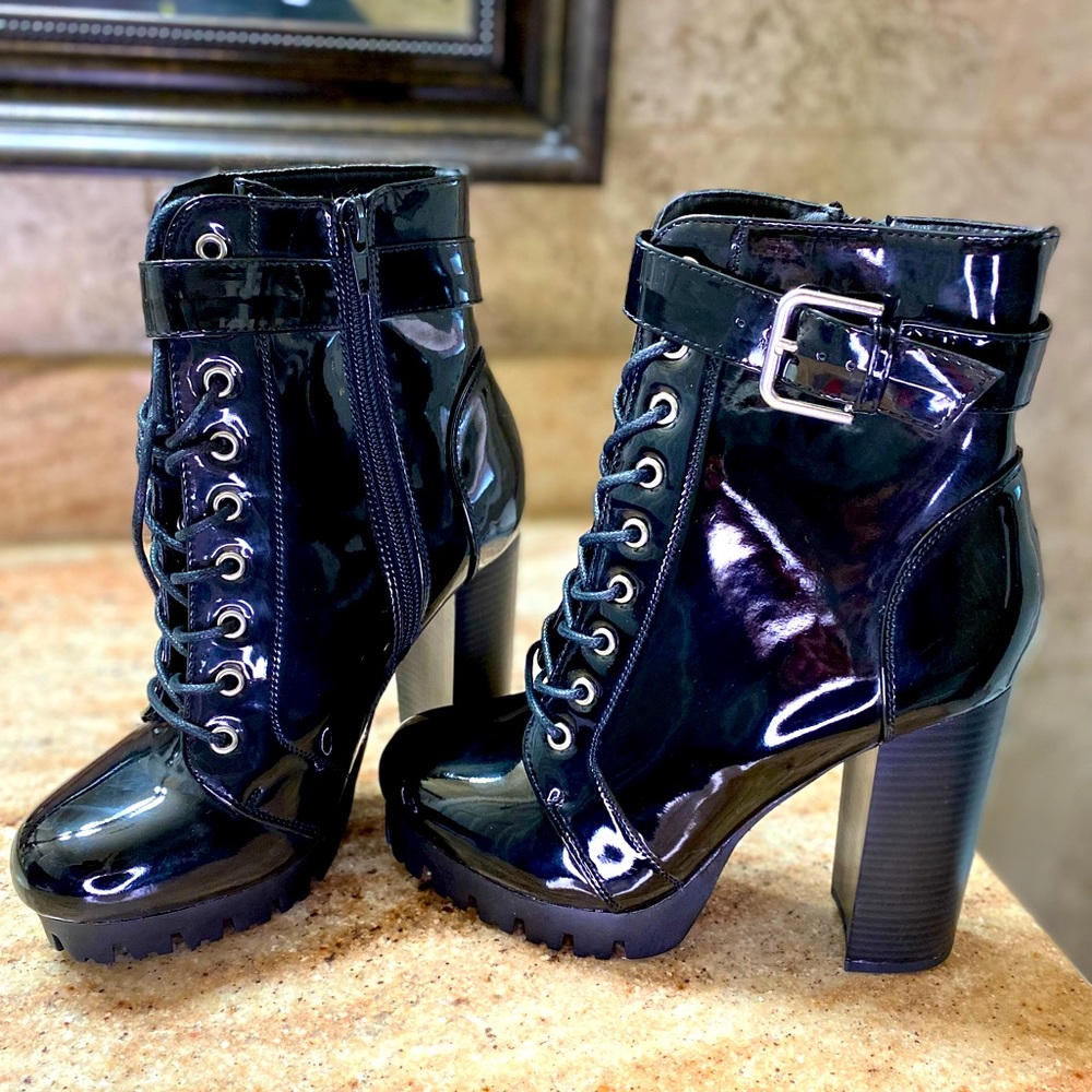 Blank patent leather booties size 7